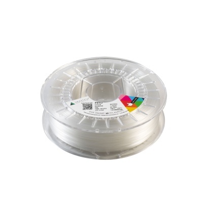 Rolo de filamento 3D transparente PETG com etiqueta