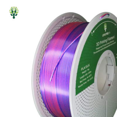 Carrete de filamento para impressão 3D PLA SILK roxo-azul com etiqueta verde