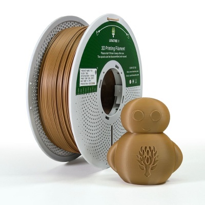 Bobina de filamento 3D castanha com figura impressa 3D castanha