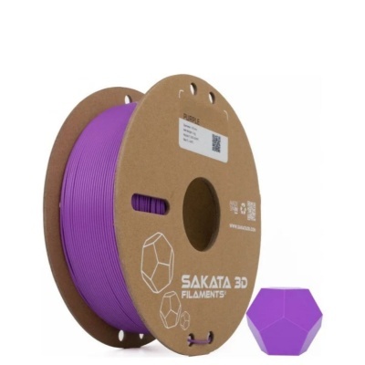 Carretel de filamento roxo para impressora 3D com objeto geométrico roxo
