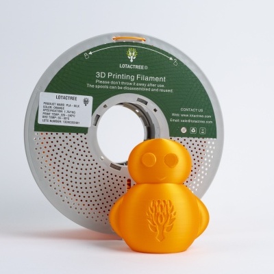 Rolo de filamento 3D e figura amarela com relevo