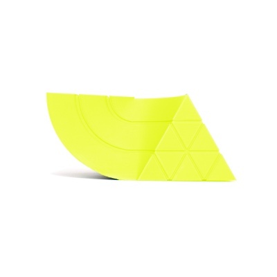 Produto amarelo fluorescente com formas geométricas e textura em relevo