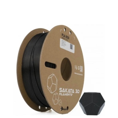 Rolo de filamento PLA preto para impressão 3D com embalagem em cartão castanho