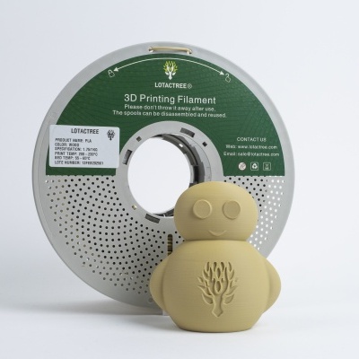 Filamento de impressão 3D LOTACTREE com figura amarela fosca com padrão de árvore