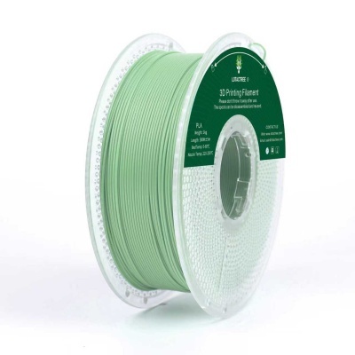 Bobina transparente com filamento verde claro para impressão 3D PLA