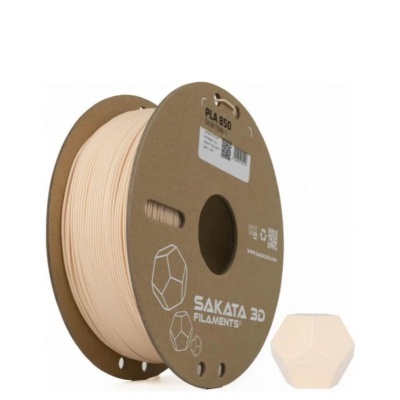 Carretel de filamento PLA bege com objeto poliédrico impresso