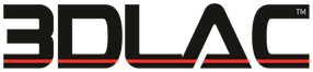 Logótipo preto e vermelho 3DLAC em fundo branco