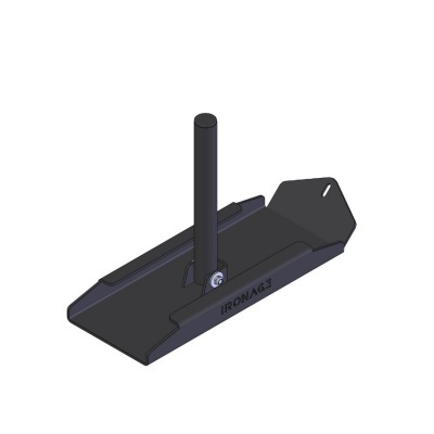 Suporte metálico preto com base e cilindro vertical