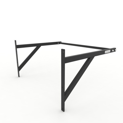 Estrutura metálica preta para suporte de prateleira