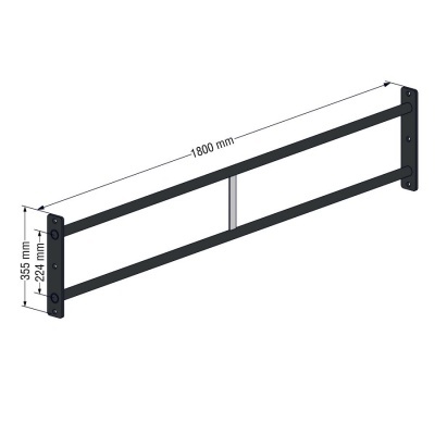 Barreira de segurança metálica preta com dimensões