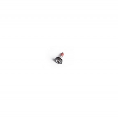 Parafuso pequeno com cabeça preta sobre superfície branca