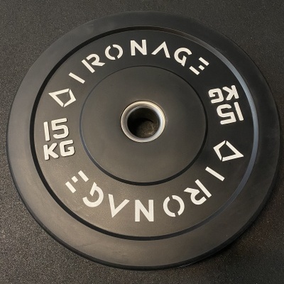 Disco de peso preto Ironage 15 kg com texto branco