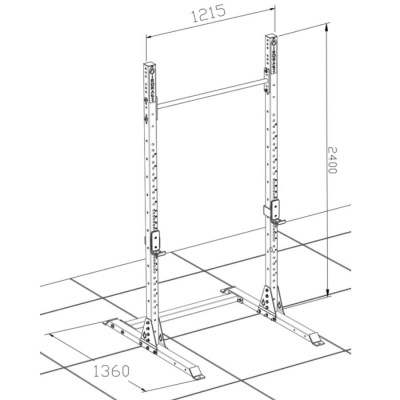 Estrutura metálica para exercício com barras ajustáveis em preto
