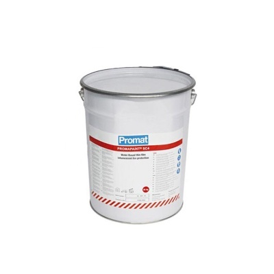 Balde branco metálico com rótulo PROMAT PROMAPAINT BC4 e tampa