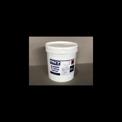 Balde branco de plástico com rótulo azul e preto PNZ Blackbond Air Settling Mortar