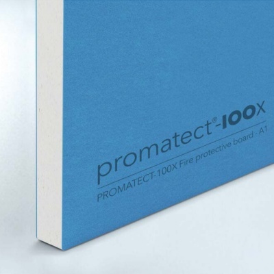 Placa azul promatect-100X com texto impresso