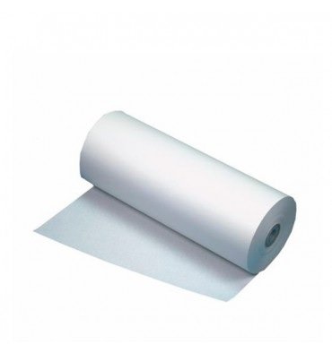 Rolo de papel branco desenrolado parcialmente.