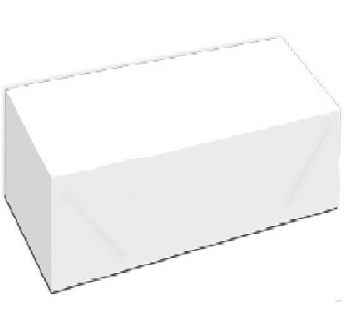 Caixa branca retangular simples sobre fundo branco