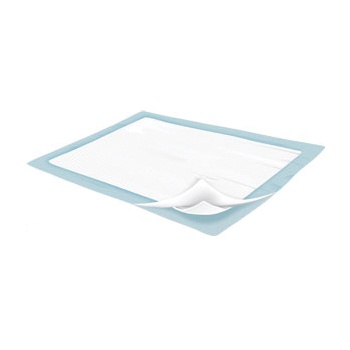 Absorvente descartável com borda azul e superfície branca