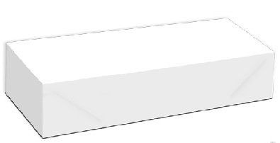 Caixa branca rectangular fechada sobre fundo branco