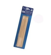 Conjunto de palitos de madeira para espetadas em embalagem azul