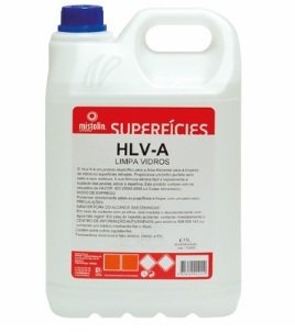 Frasco plástico branco de limpeza para vidros Mistolin com rótulo vermelho e branco