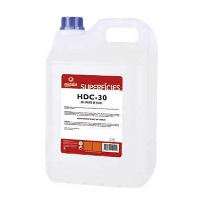 Bidão de produto de limpeza Mistolin HDC-30 com etiqueta vermelha e branca