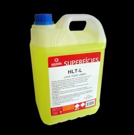 Frasco de produto de limpeza multiusos amarelo com tampa azul