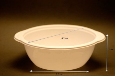 Tigela branca redonda com dimensões