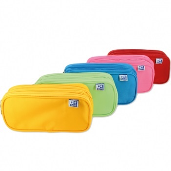 necessaires coloridas em tecido com fecho e etiqueta FOX