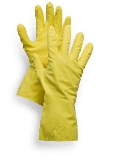 Luvas amarelas de borracha com textura antiderrapante
