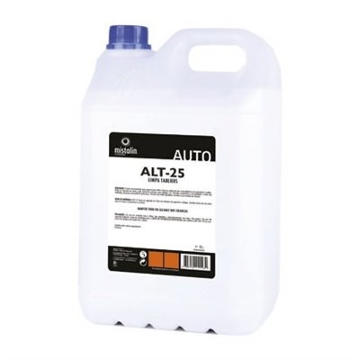 Recipiente plástico branco translúcido com tampa azul e etiqueta texto preto e branco