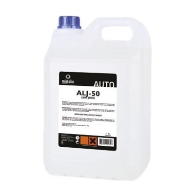 Recipiente plástico translúcido com rótulo preto e branco e tampa azul