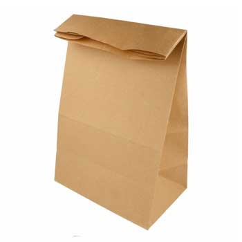 Saco de papel castanho claro fechado por dobra