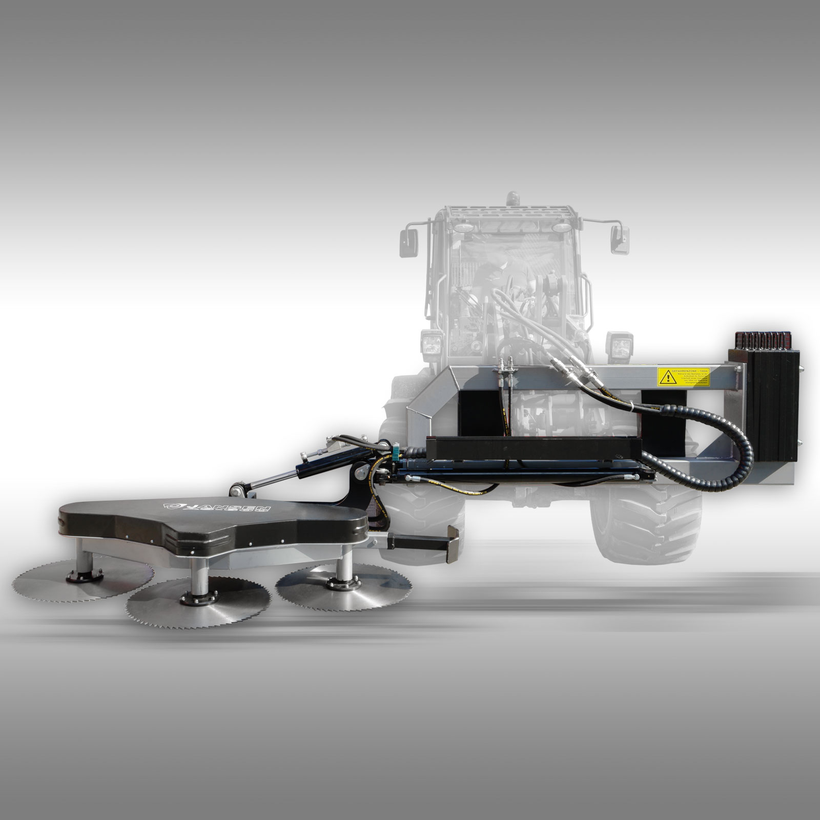 Serra Circular de vaivém AS-600 para trator, carregadora frontal, largura de 1750mm Anexo agrícola metálico preto com três discos circulares prateados