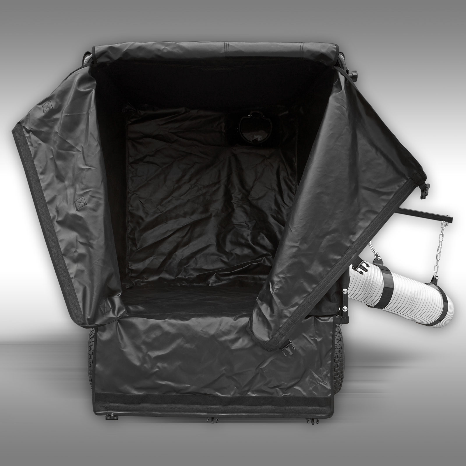 Aspirador de Folhas LS 700 Tenda de cultivo indoor preta com tubo de ventilação branco