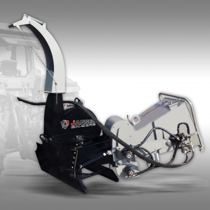 TRITURADOR DE RAMOS BX 92RS Trituradora de madeira preta e branca com tubos hidráulicos e marca JANSSEN