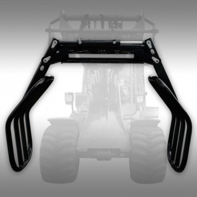 Garfo metálico preto para empilhadora em fundo cinzento