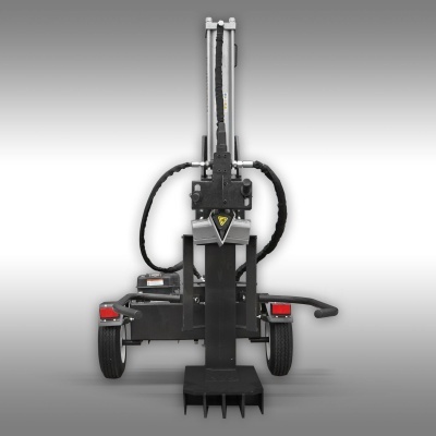 Máquina industrial preta com braços mecânicos e rodas