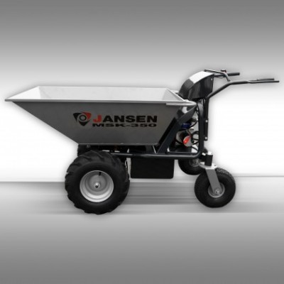 Carrinho de obra Jansen MSK-350 cinza com rodas pretas e guidão preto