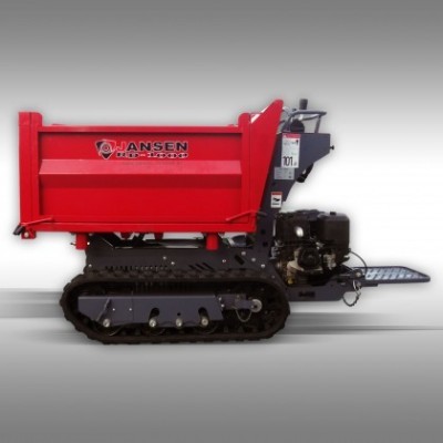 Mini dumper vermelho com esteiras pretas e marca JANESEN HD-1100