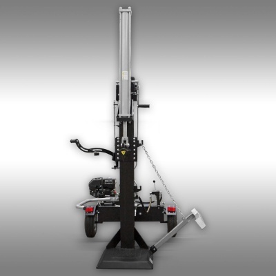 Carregador hidráulico manual para troncos preto com martelo metálico