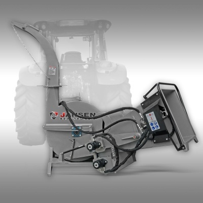 Triturador hidráulico cinzento e preto JANSEN com tubos e painel