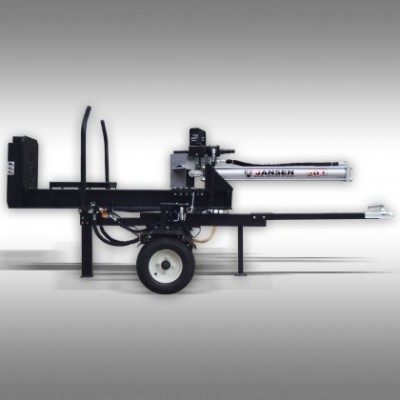 Máquina empilhadora de toros de madeira preta com cilindro hidráulico prateado MANITOU