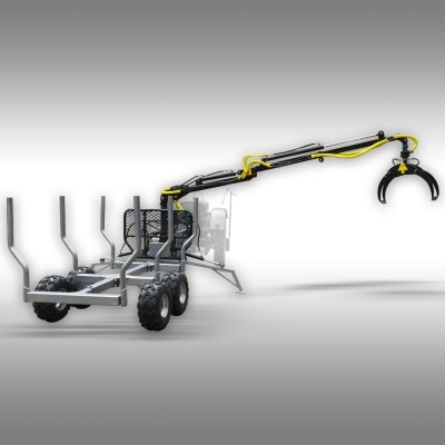 Máquina industrial cinza com braço articulado e garra