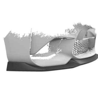 Para-choques dianteiro de automóvel branco com grelha preta