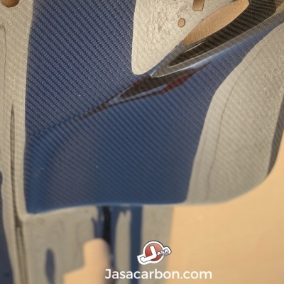 Espelho retrovisor exterior de automóvel em fibra de carbono preta com moldura cinza