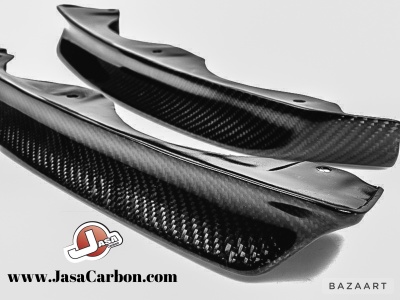 Peças automóveis em fibra de carbono preta com padrão trançado