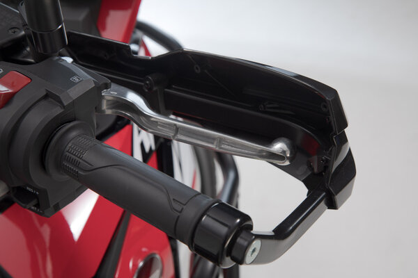 Proteções de mãos Kobra Honda CRF 1100L Punho de mota preto com manete de travão prateado e proteção preta