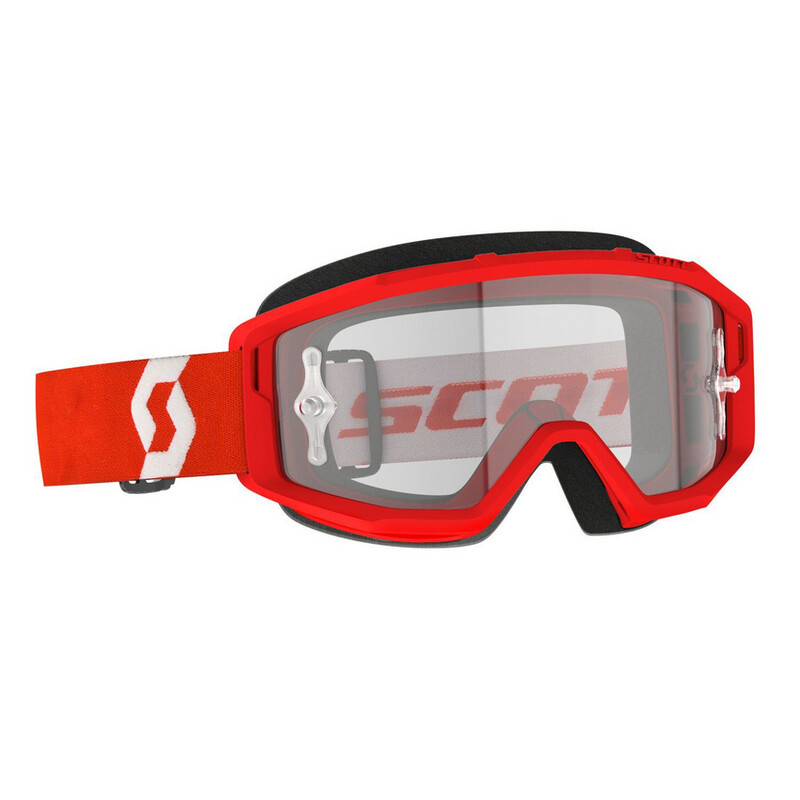 Óculos SCOTT Primal Lente Clear Óculos de proteção vermelhos para motocross com banda elástica vermelha e lente transparente